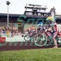 SPEEDWAY; SWINDON ROBINS V PRTERBOROUGH PANTHERS.Start line - off they go.