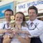 Charlie Shotton-Gale with her UK title trophy and her sponsors.