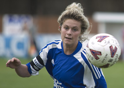 Supermarine ladies v Keynsham Town Res. LadiesBethThompson in control.