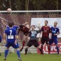 Swindon Supermarine v Cirencester Town.Cirencester's Alex Allard heads over.