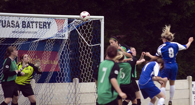 Swindon Supermarine Ladies v St Nicholas LFC Yate.Beth Thompson heads home