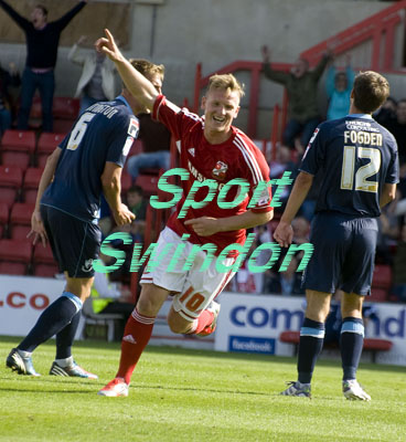 Swindon Town v AFC Bournemouth.Matt Richie celebrates