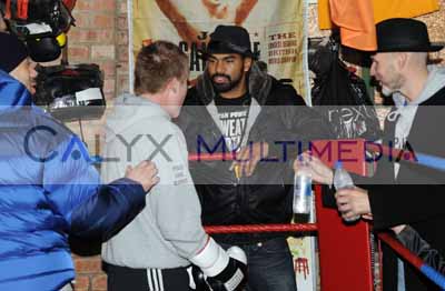 David Haye watches a charity bout at Paddy's Gym in Swindon.