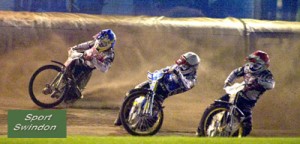 Speedway final first leg.Nick Morris and Hans Andersen