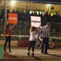 Speedway final first leg.Startline girls with Excalibur boards