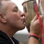 Swindon Robins - Champions Alun Rossiter with the cup.