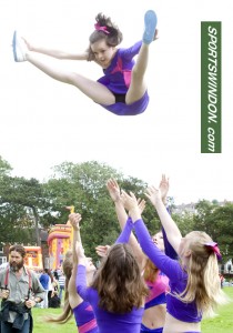 Faringdon Park Fete.Swindon Lightning Cheerleaders warm up for their show.